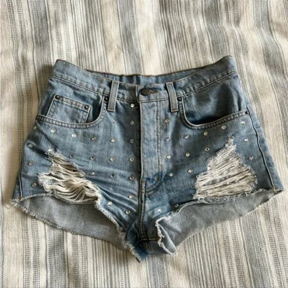 LF Carmar Tatiana Rhinestone Denim Shorts - Picture 4 of 11